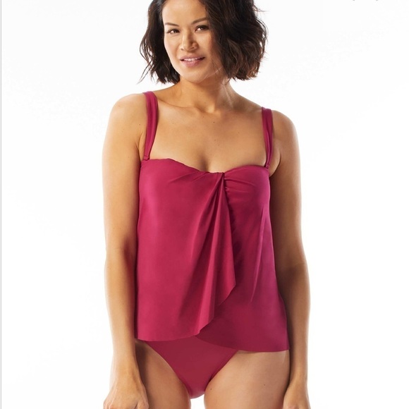 Coco Contours Clarity Bandeau Bra Sized Tankini Top Keepsake DEEP FUSCHIA,10/34D - Picture 2 of 15